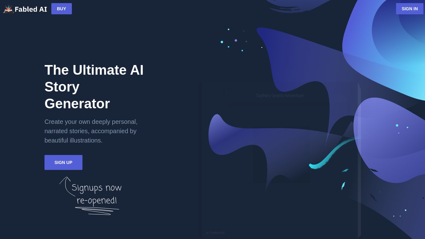 Fabled AI Landing page