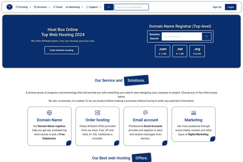 Host Box Online Landing Page