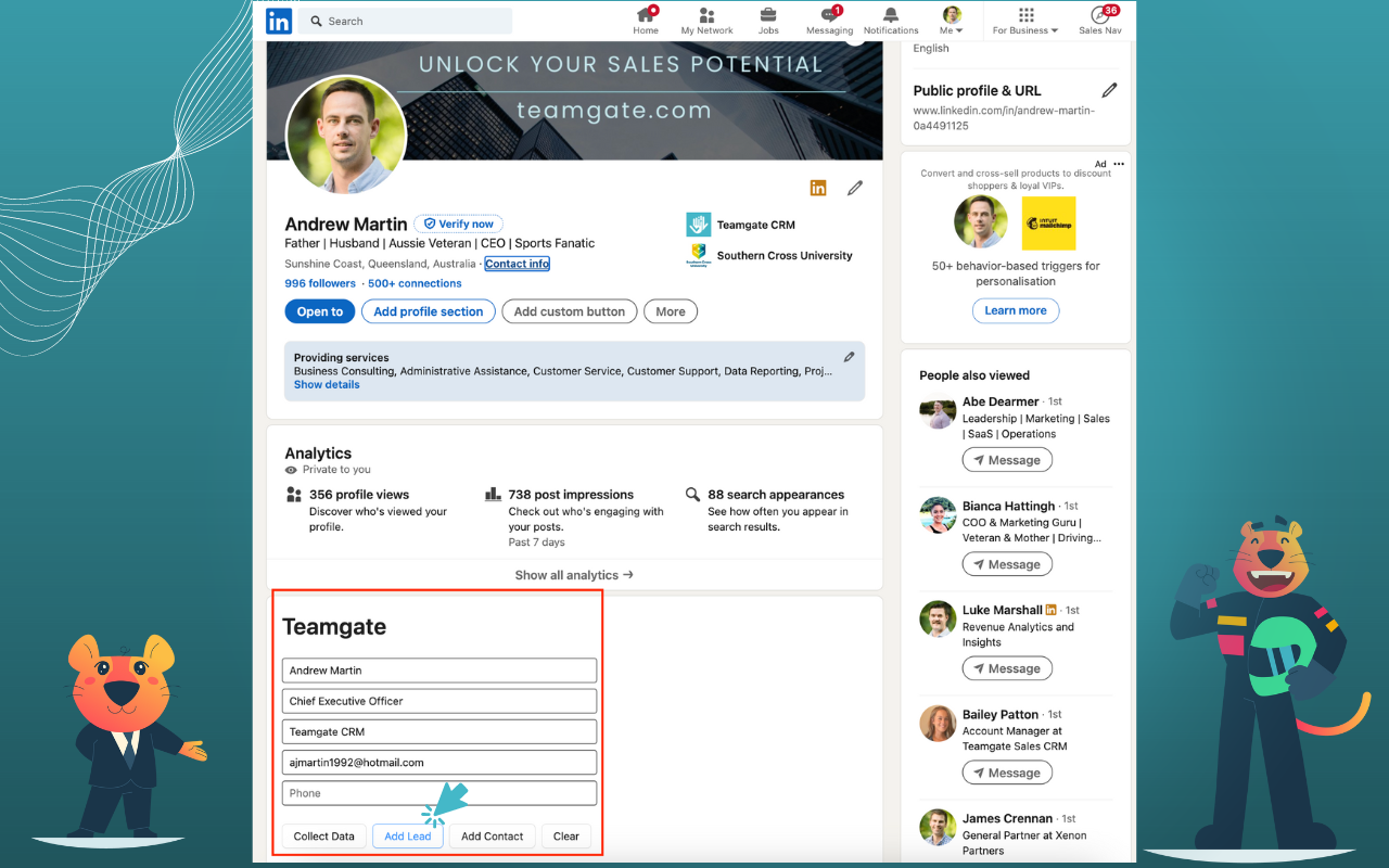 Teamgate CRM Teamgate's LinkedIn Shuttle Integration