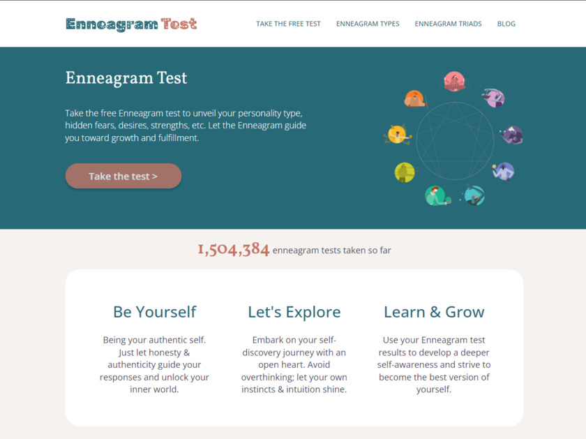 Enneagram-test.io Landing Page