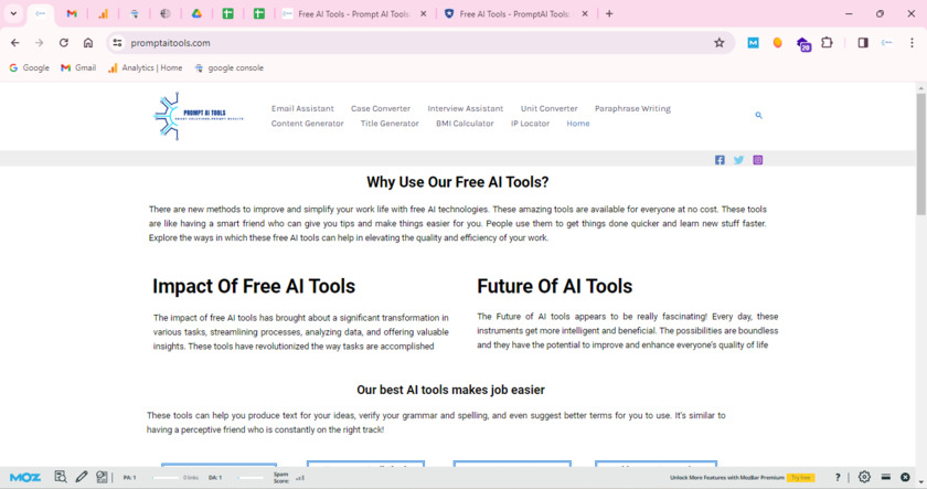 PromptAI Tools Landing Page