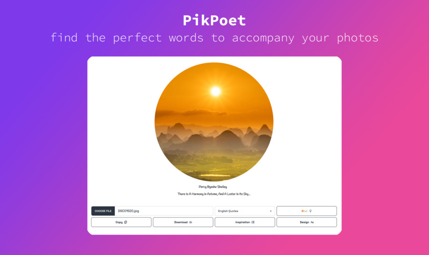 PikPoet Landing Page