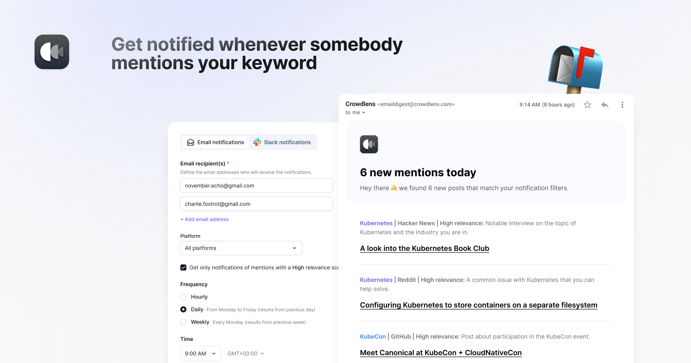 Crowdlens.io Get notified when someone talks about you