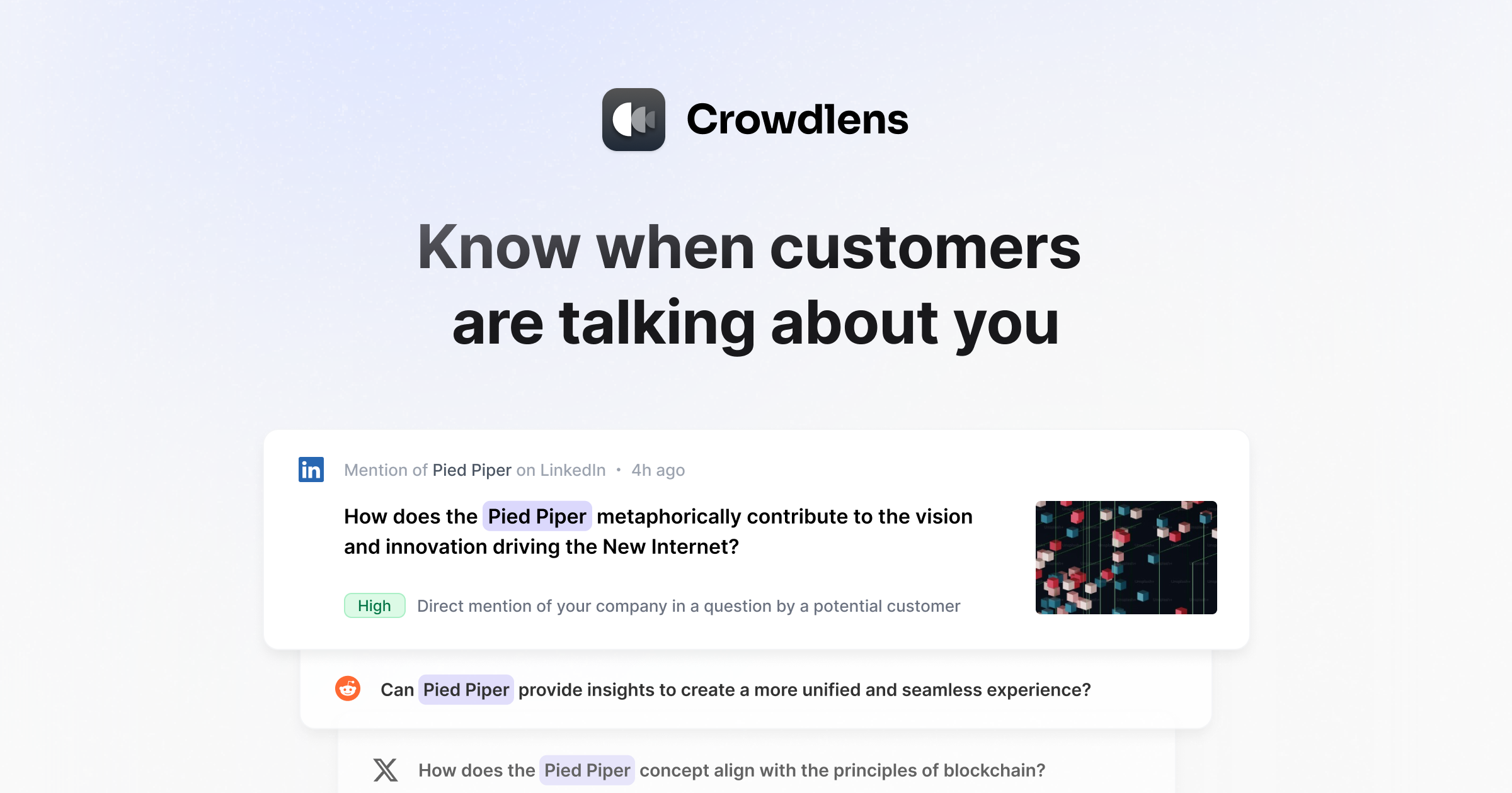 Crowdlens.io Know when customers are talking about you