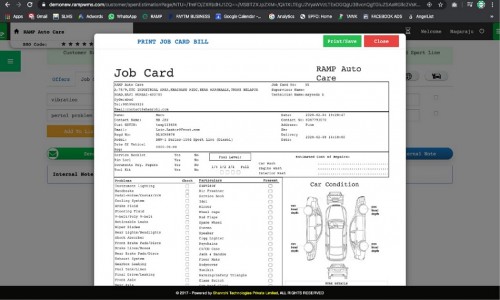 Ramp Workshop Management Job Card