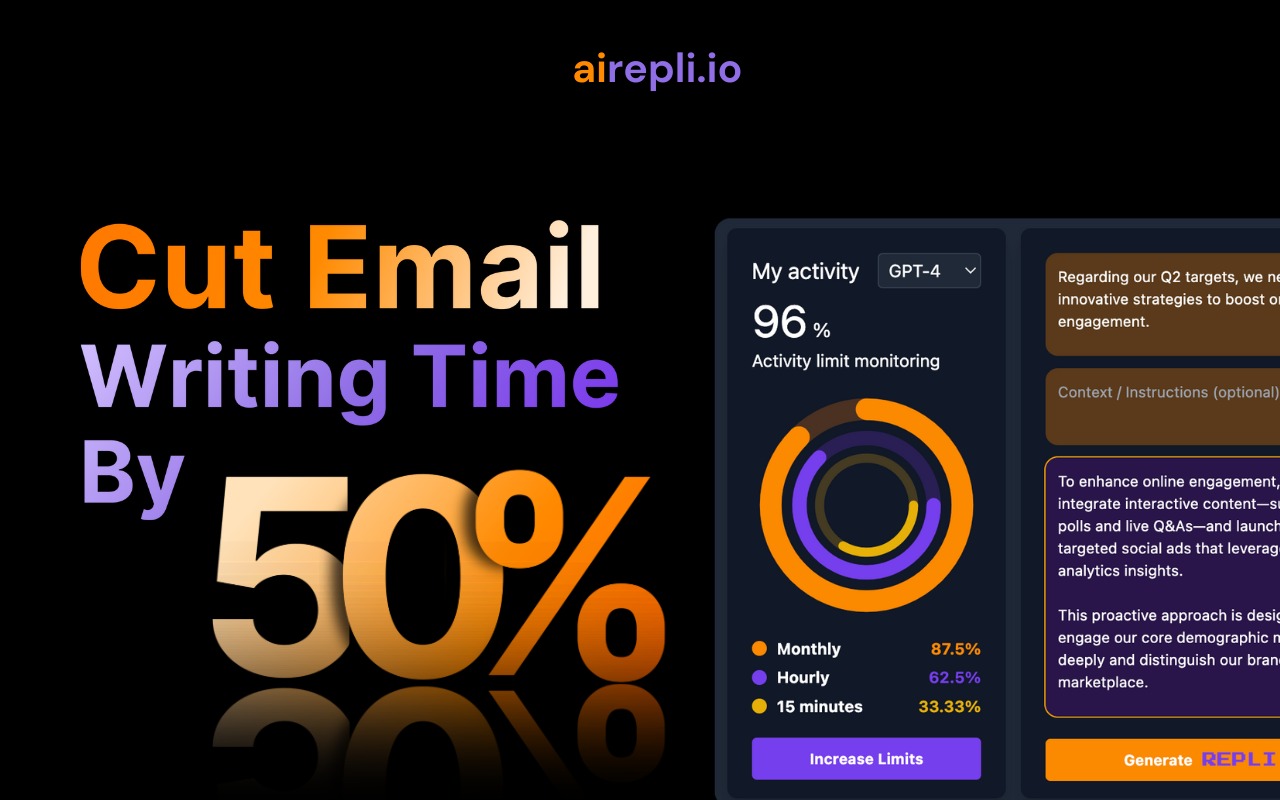 AIRepli.io airepli ui and slogan