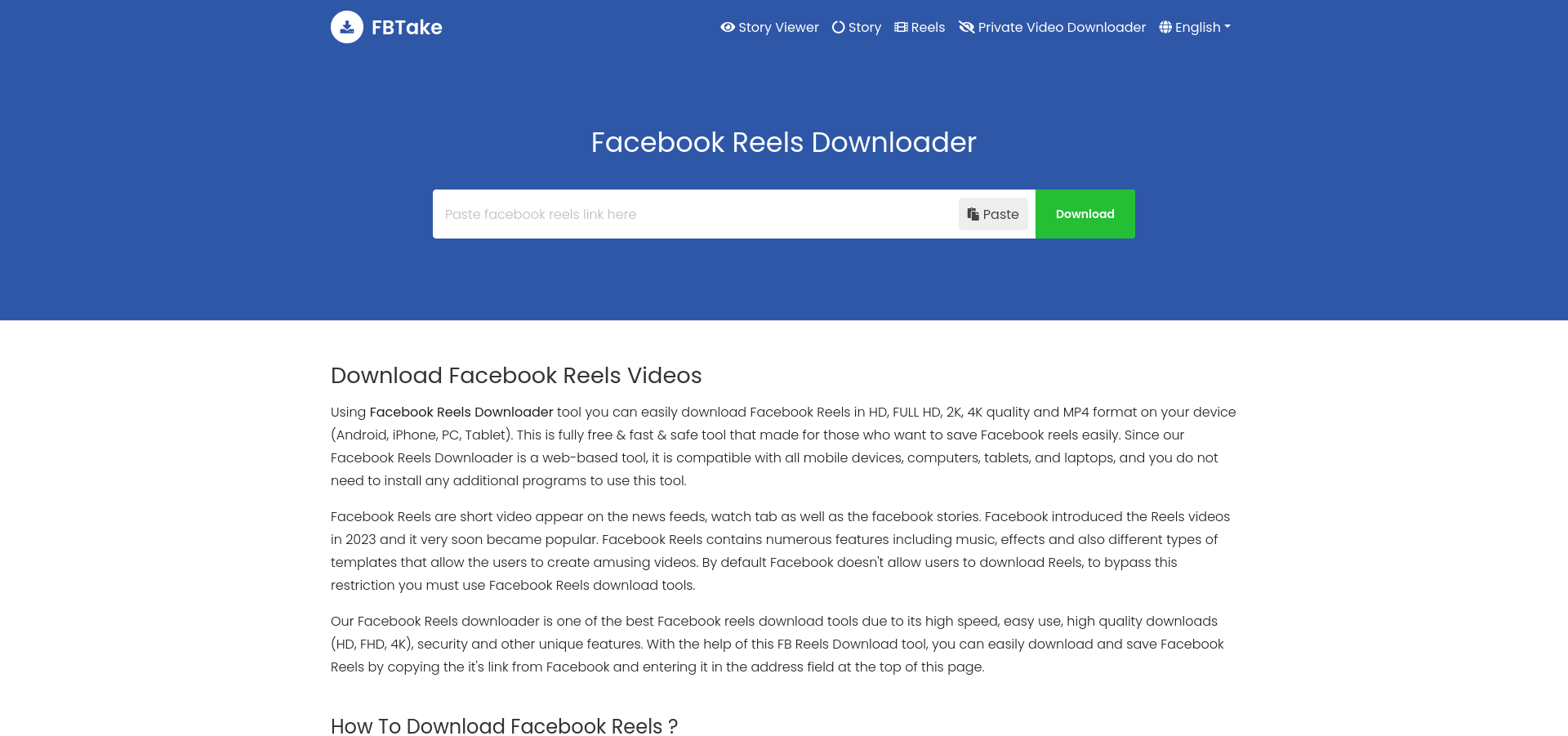FBTake Facebook Reels Downloader - FBTake
