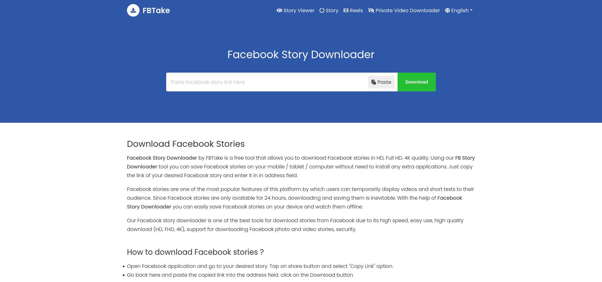 FBTake Facebook Story Downloader - FBTake