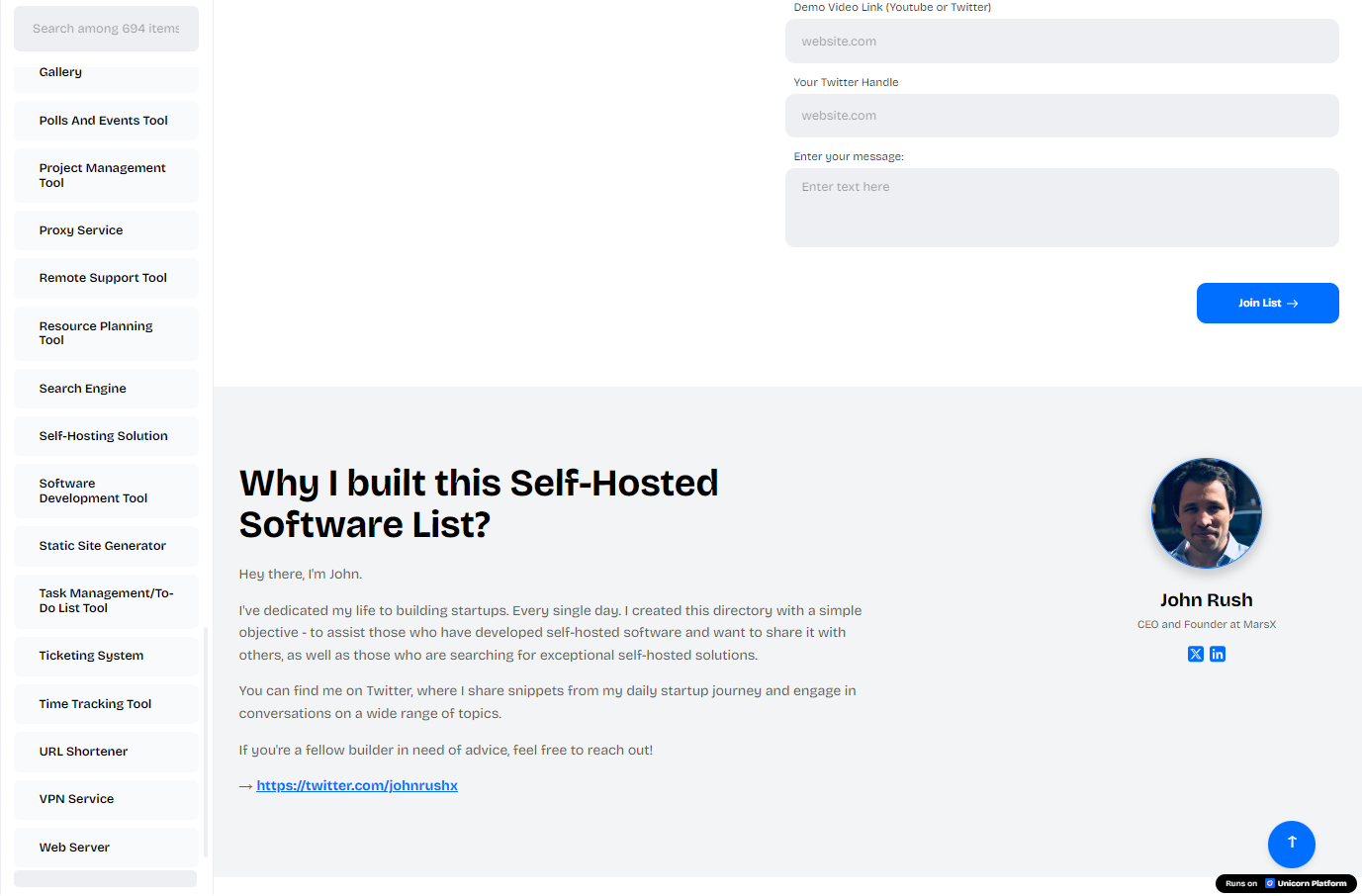 HostedSoftware.org Self-Hosted Software List