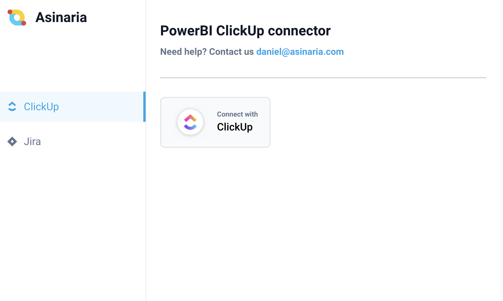 Asinaria Connect with your tool