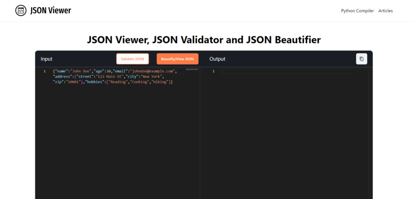 JSONViewer.ai Landing Page