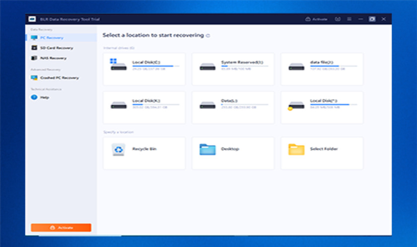 BLRTools Data Recovery Software Landing Page