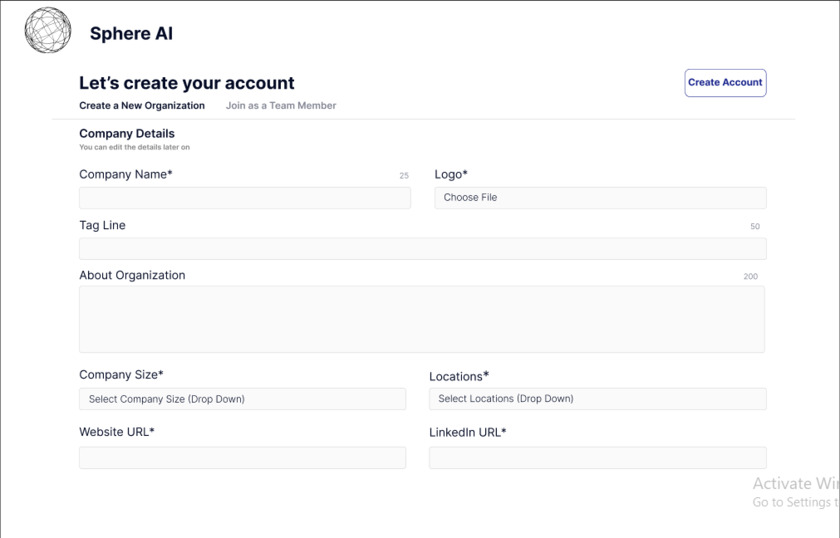 Sphere AI Landing Page