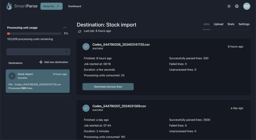 SmartParse Landing Page
