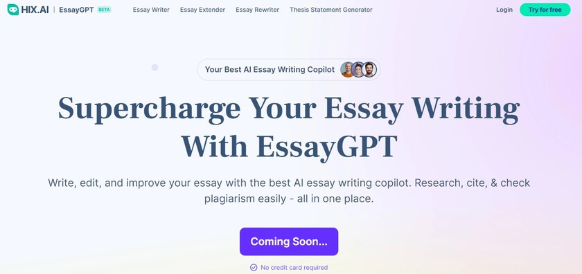 HIX.AI EssayGPT Landing Page