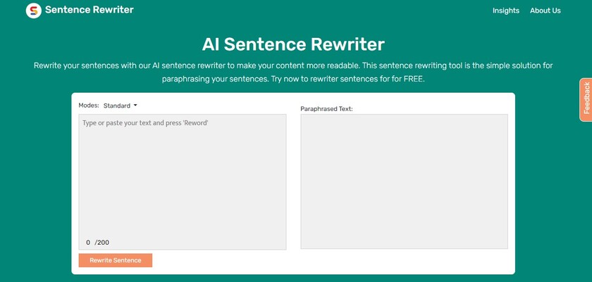 SentenceRewriter.ai Landing Page