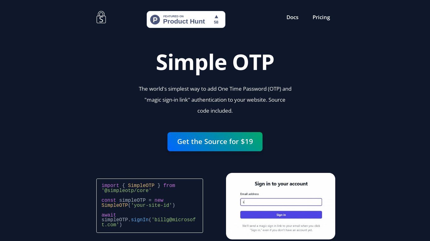 Simple OTP Landing page