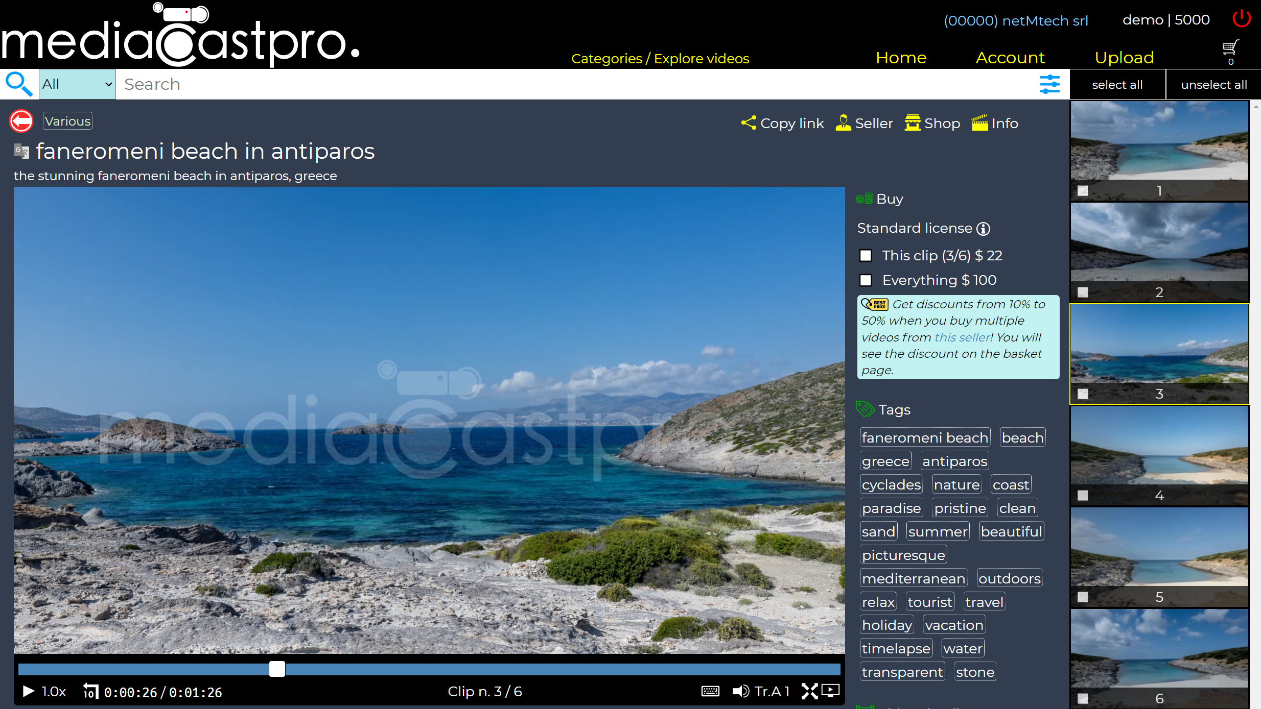 mediaCastpro Example of video for sale