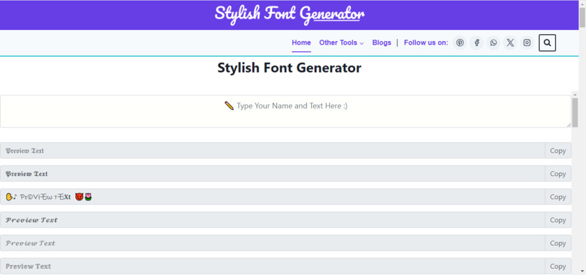 Stylish Font Generator Landing Page