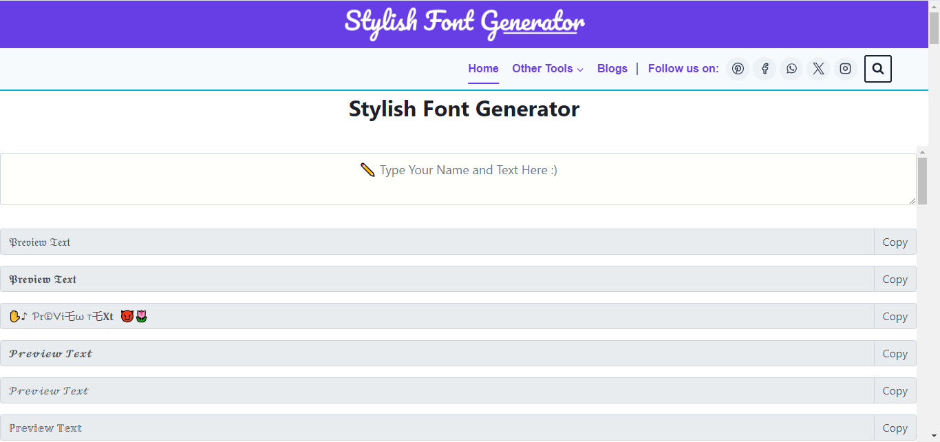 Stylish Font Generator Stylish Font Generator Tool