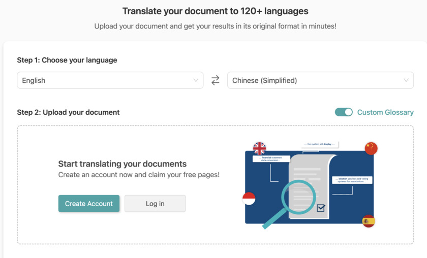 Blu Translate Landing Page