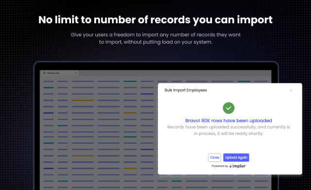 Impler.io No limits on amount of data you can Import