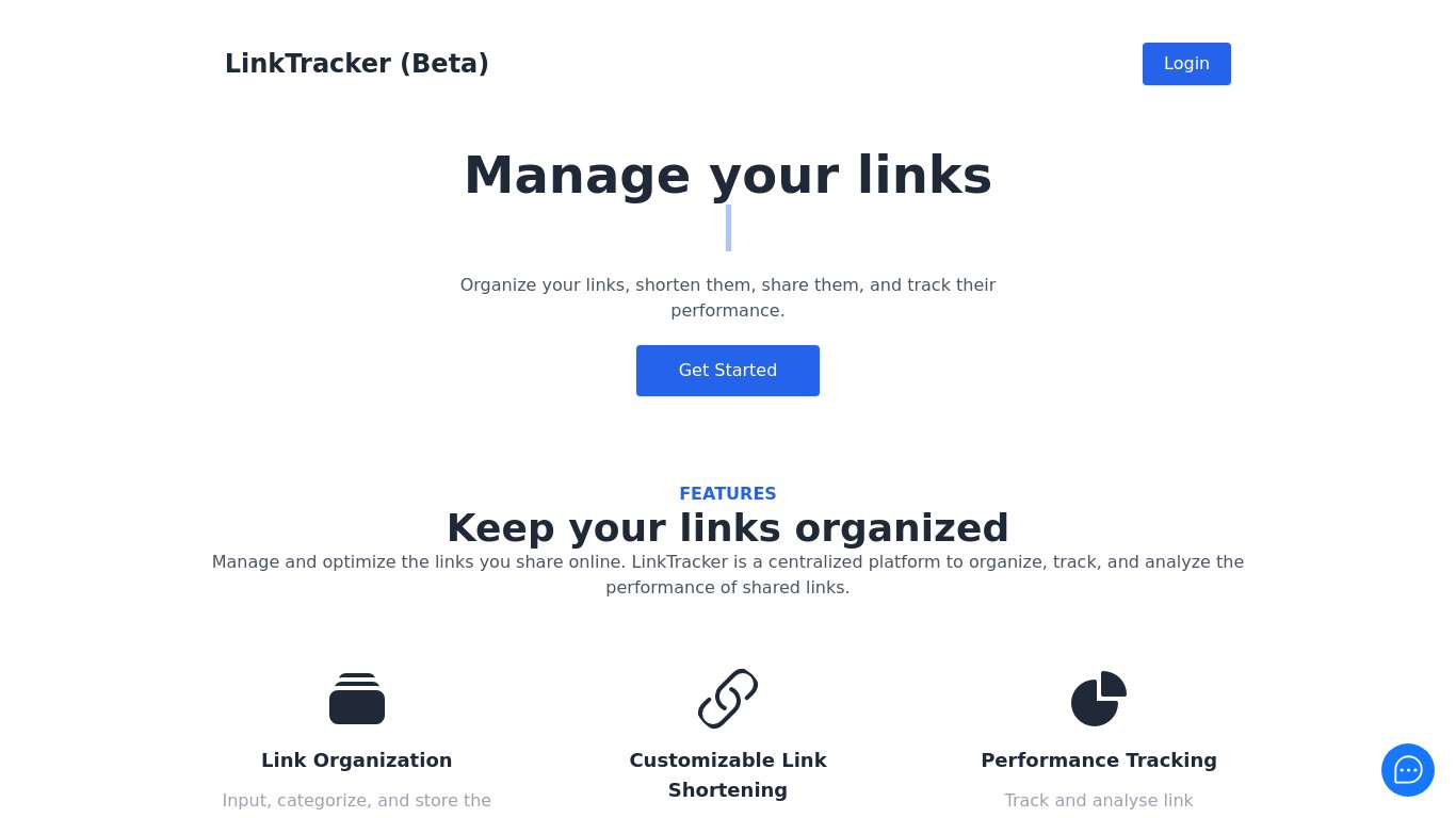 LinkTracker Landing page