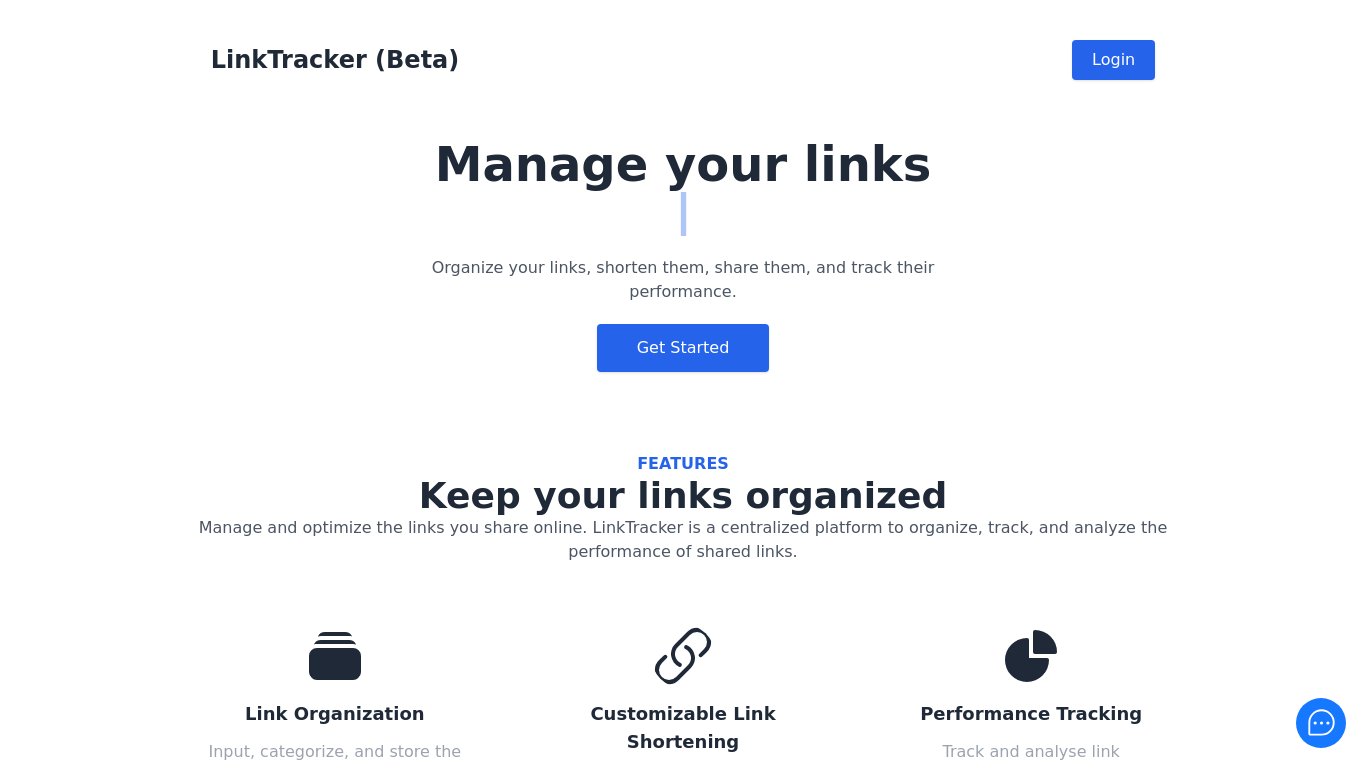 LinkTracker Landing page