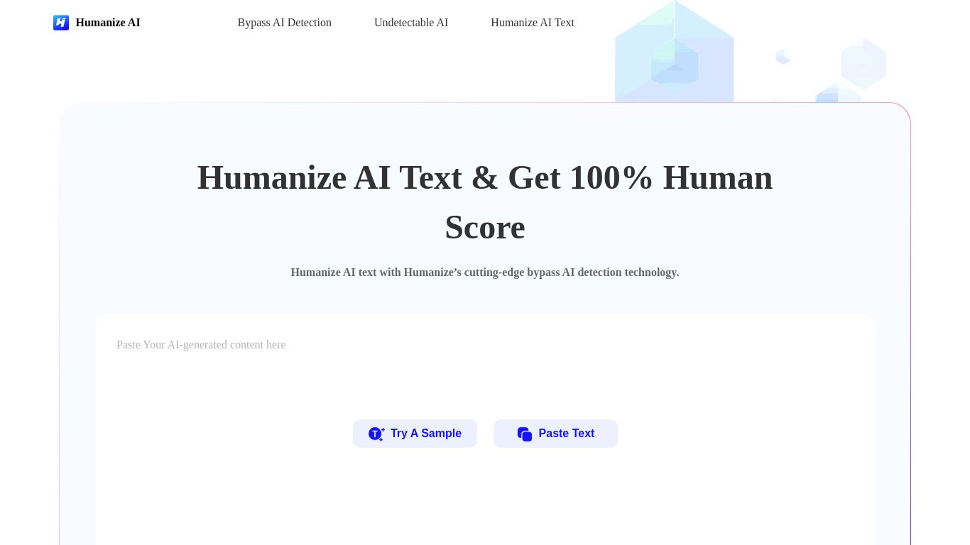 Humanize AI Landing page