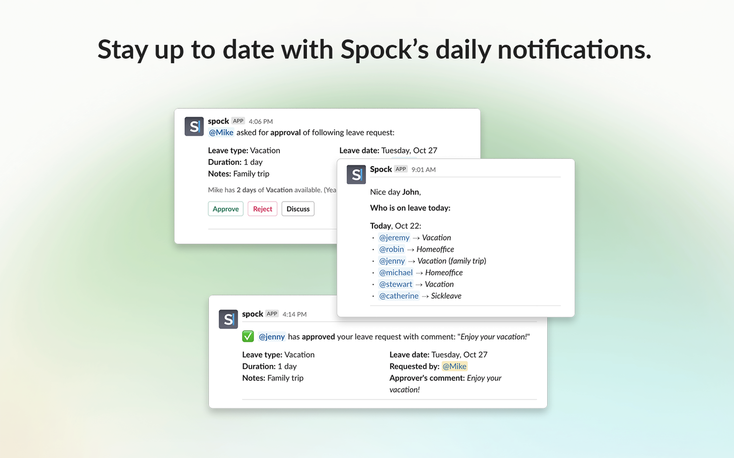 Spock Get instant notifications within Slack