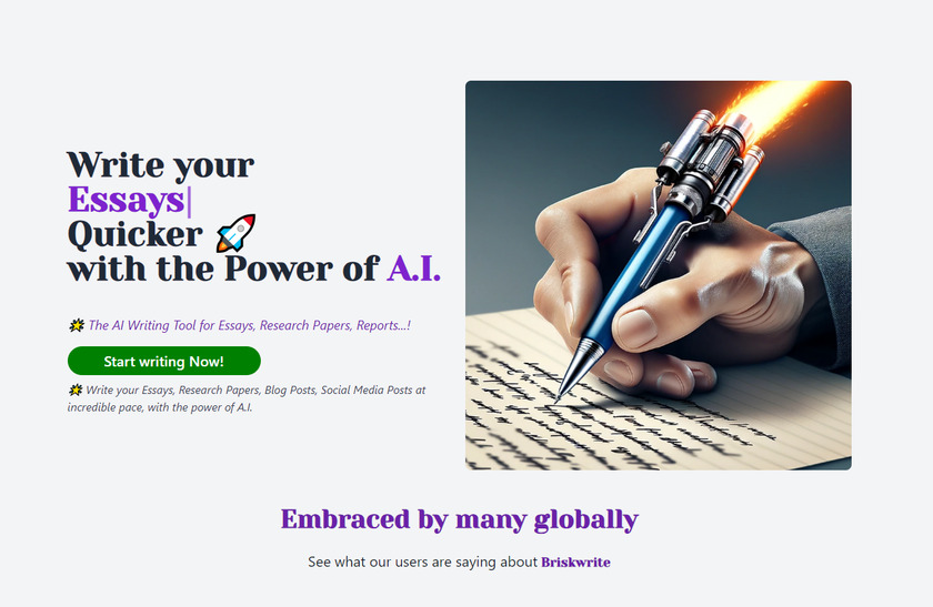 BriskWrite Landing Page