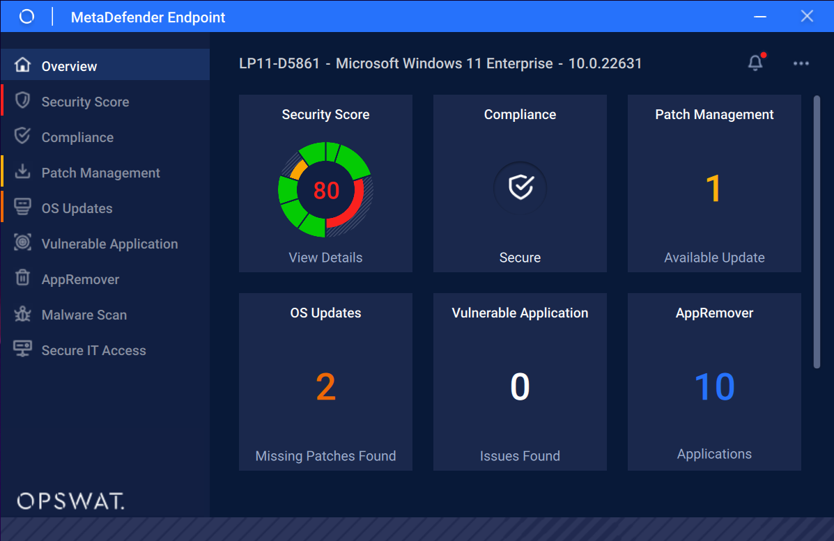 OPSWAT Security Score Homepage