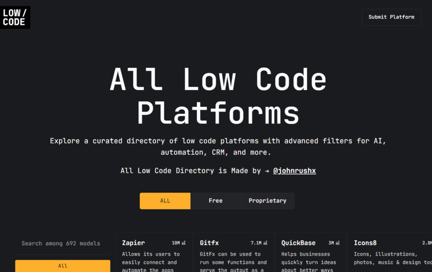 LowCodePlatforms.org Landing Page