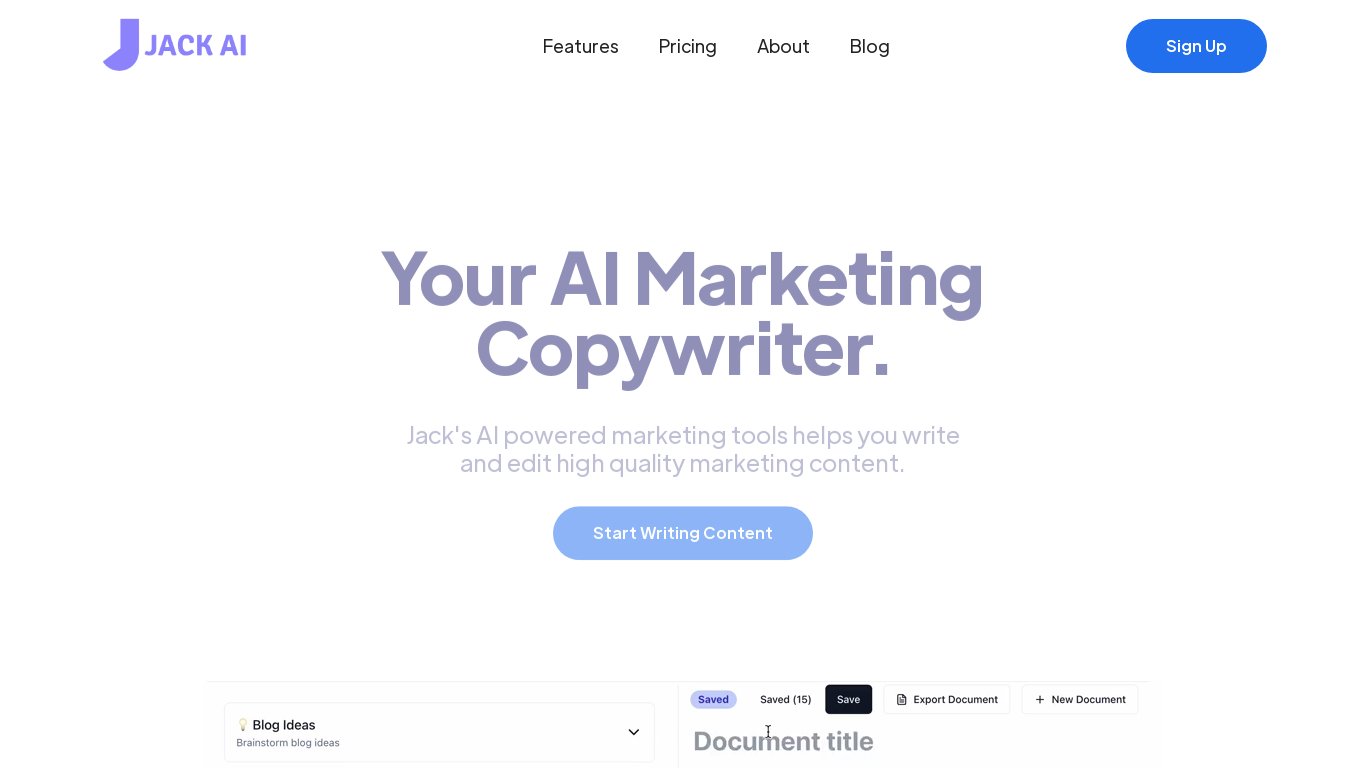 Jack AI AI Marketing Copywriter tool