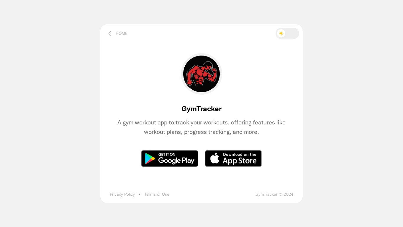 GymTracker Landing page