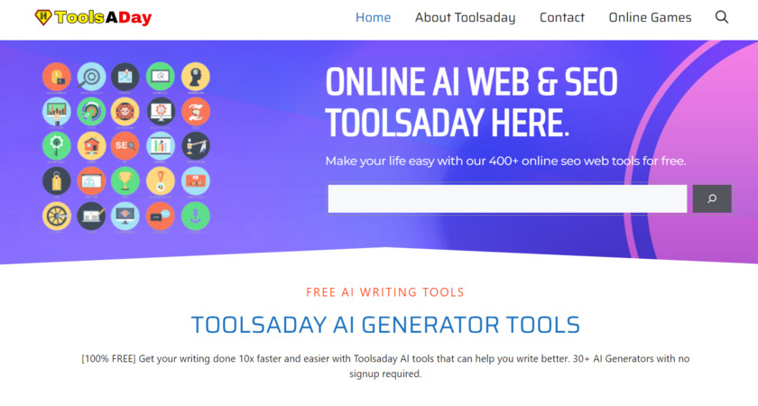 ToolsADay.org Landing Page