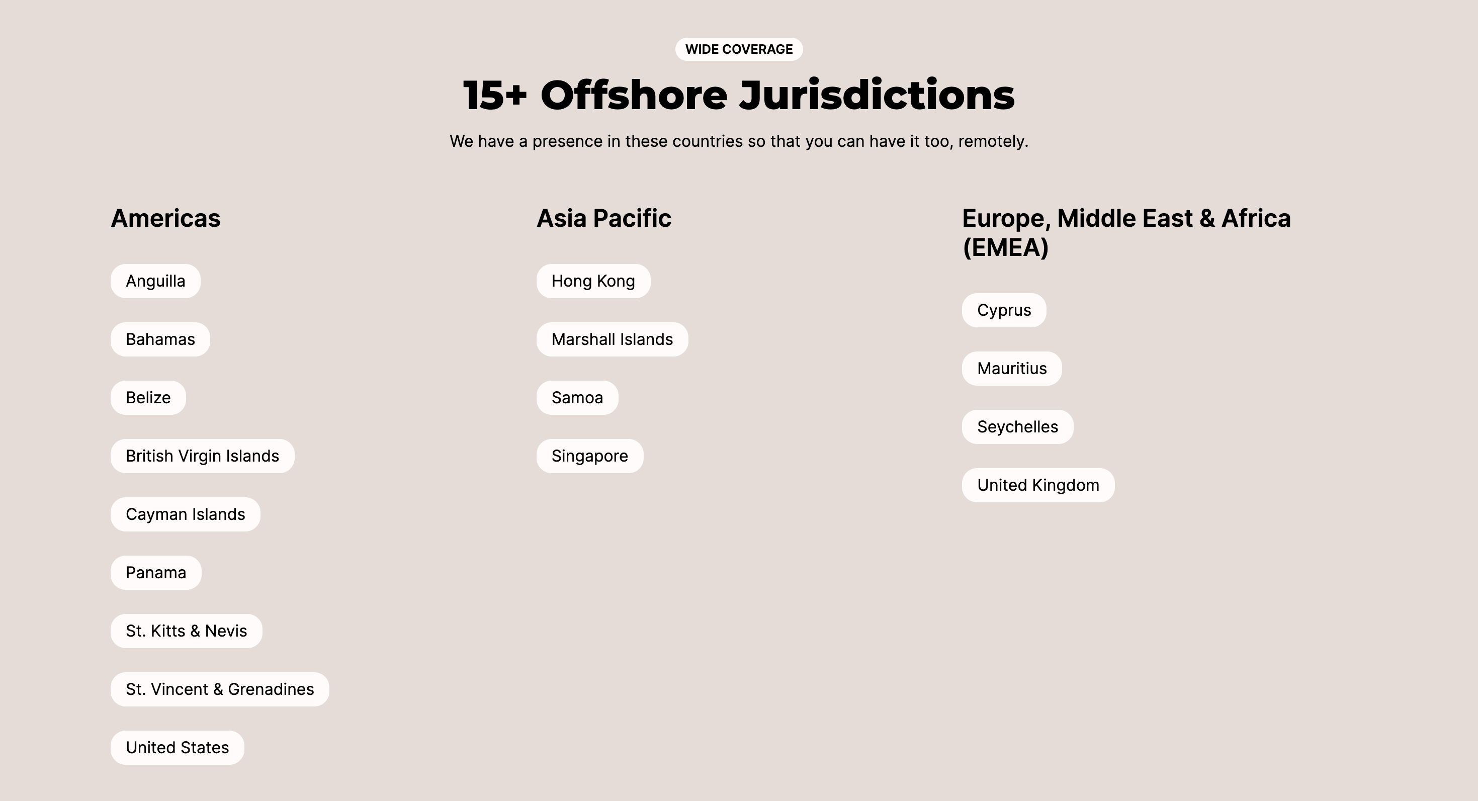 Vepapu 15+ offshore countries
