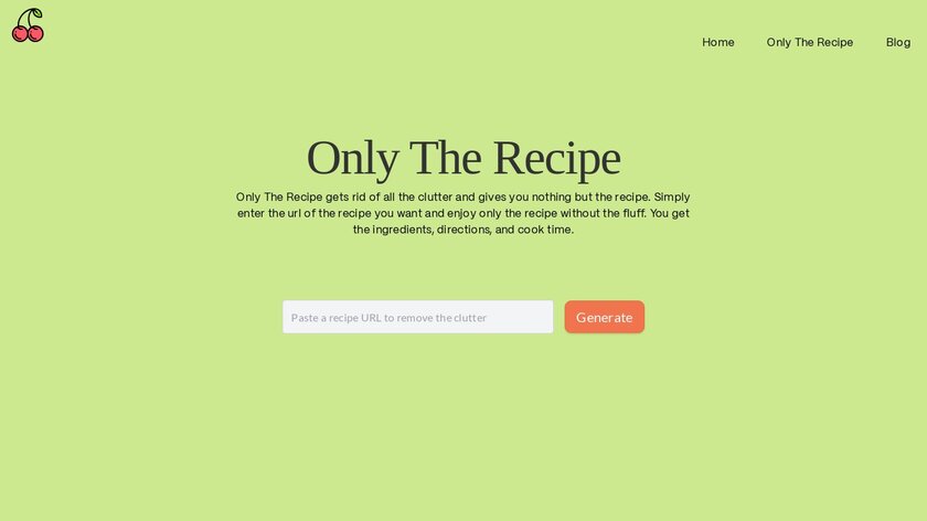 Only The Recipe Landing Page