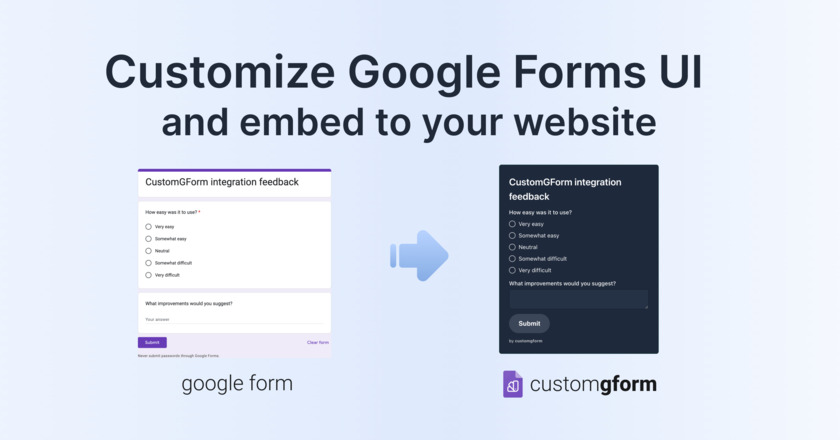 Customize UI for Google Forms Landing Page