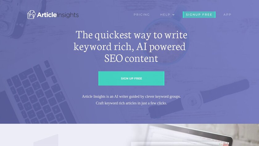 ArticleInsights Landing Page
