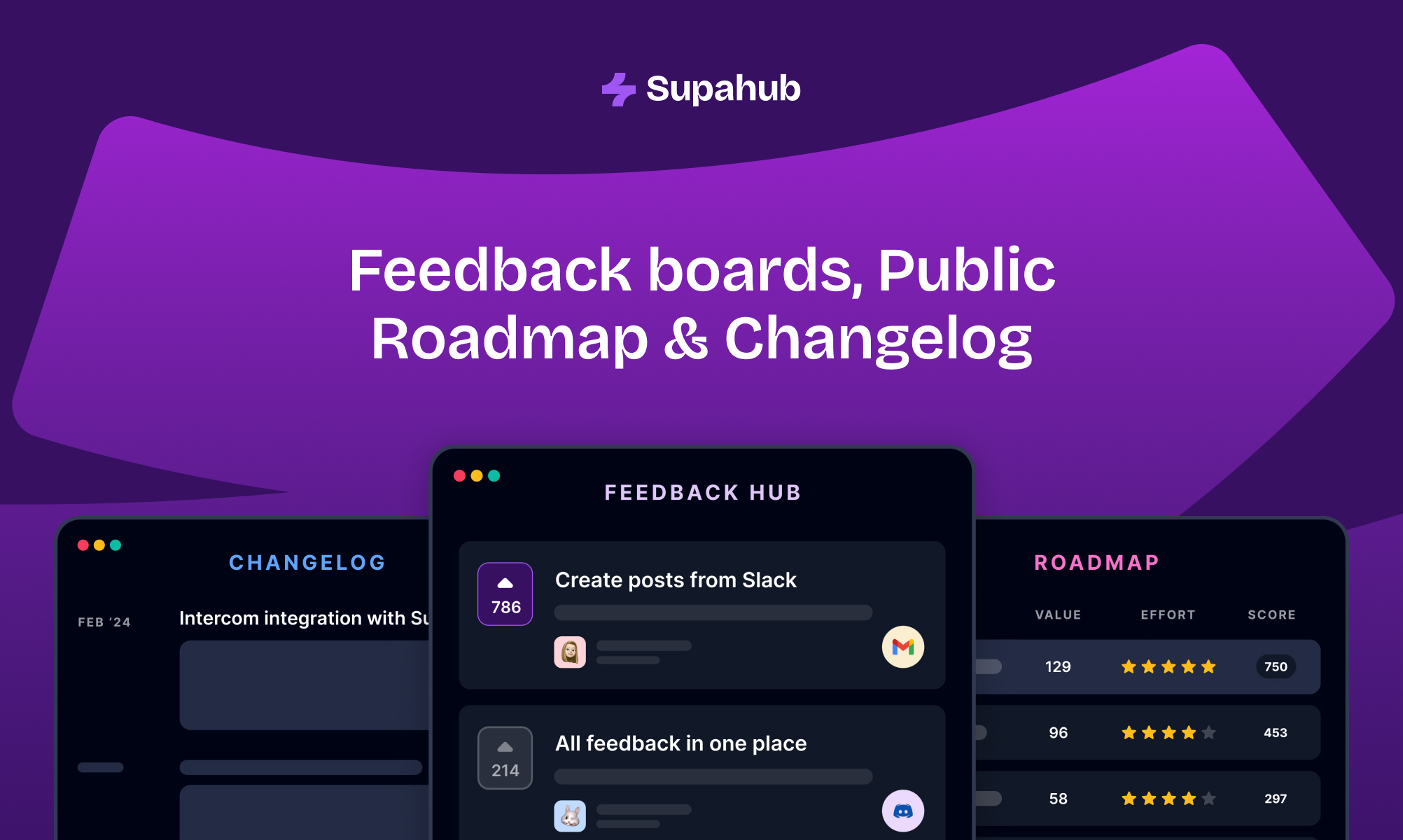 Supahub Feedback boards, Public Roadmap, Changelog