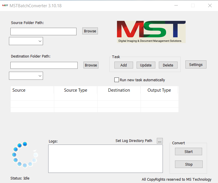 MST Batch Converter GUI of Windows Desktop Version