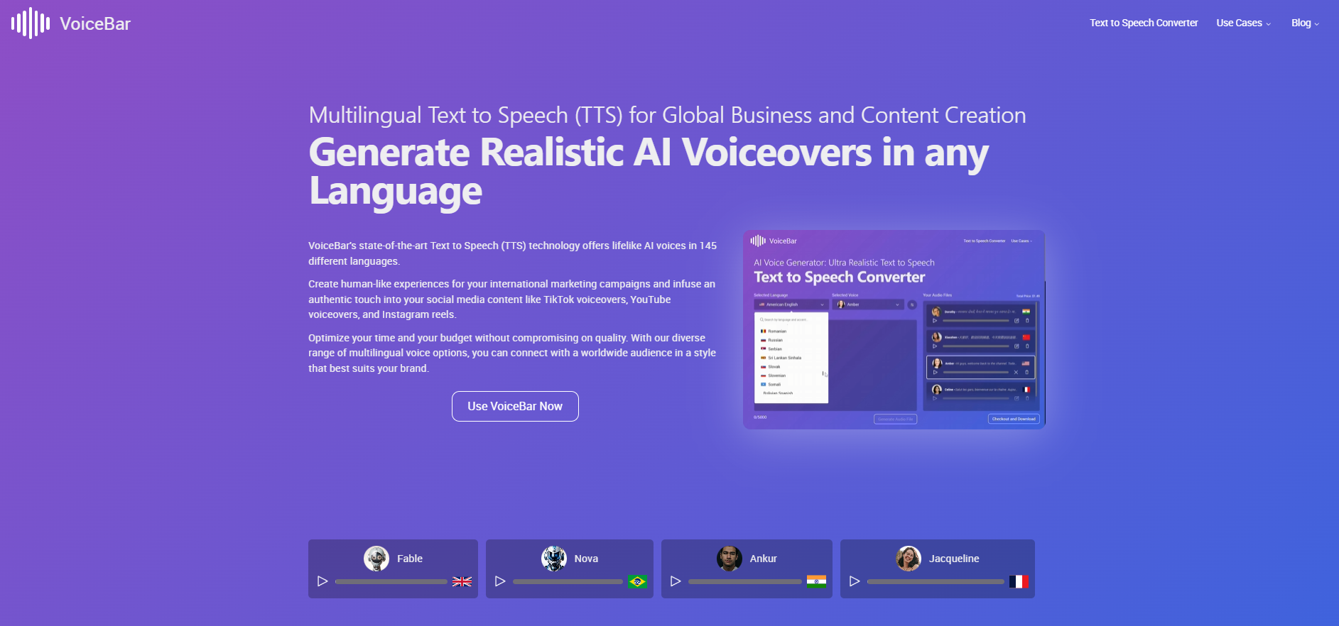VoiceBar AI VoiceBar - Multilingual Page 