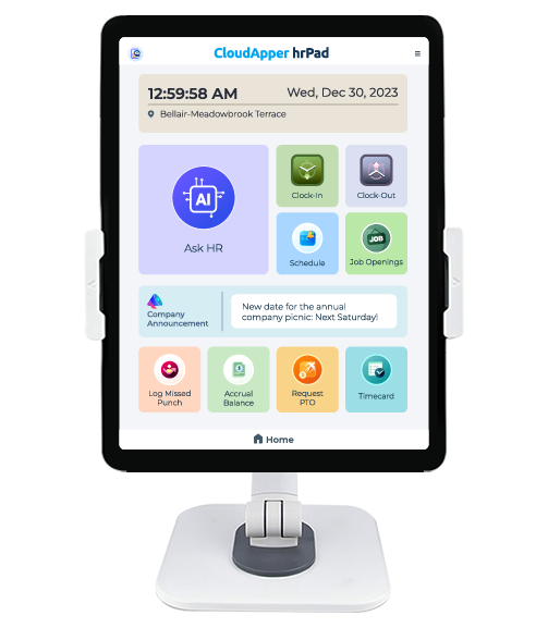 CloudApper hrPad Tablet based time clock