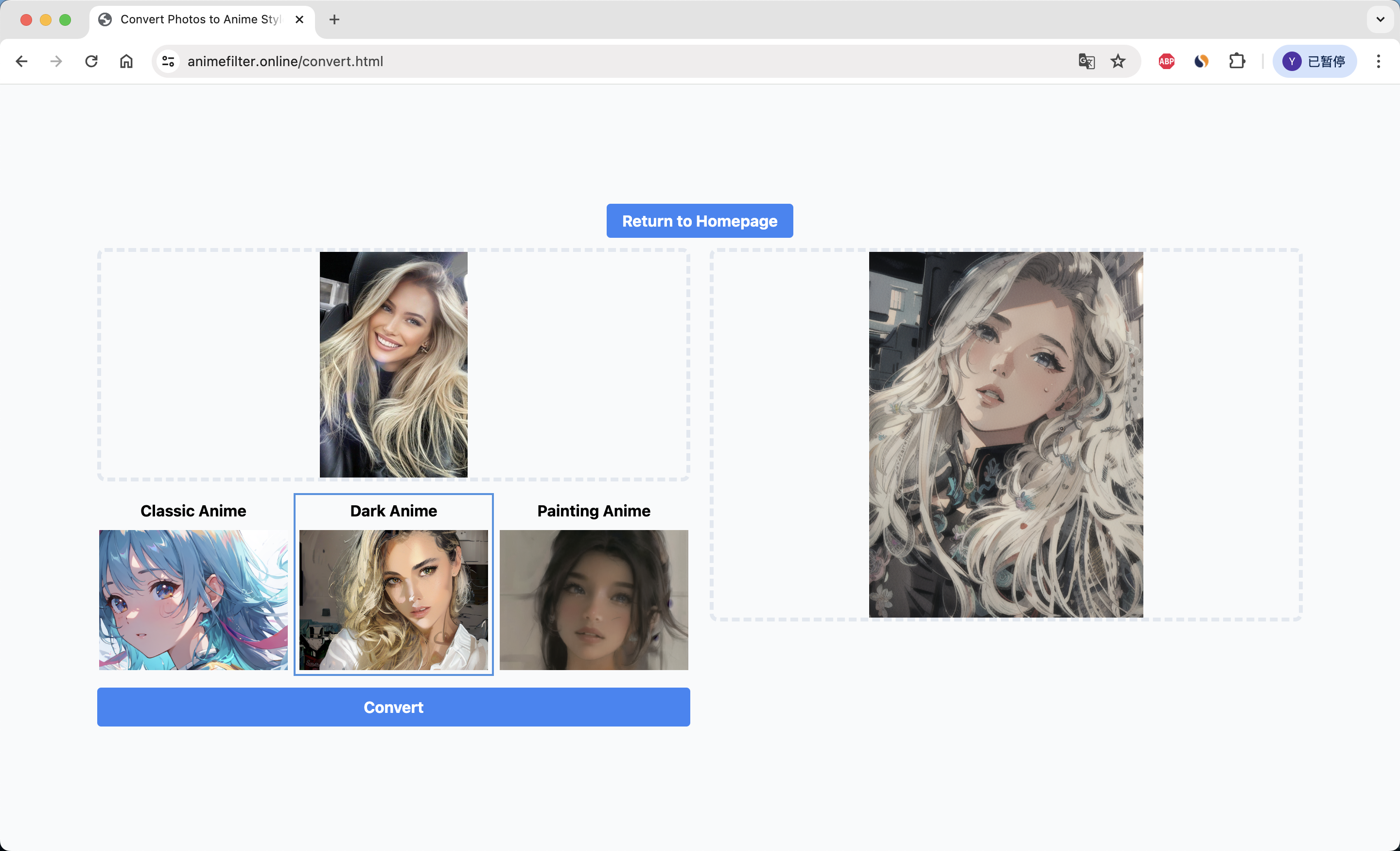 AI Anime Filter Online 