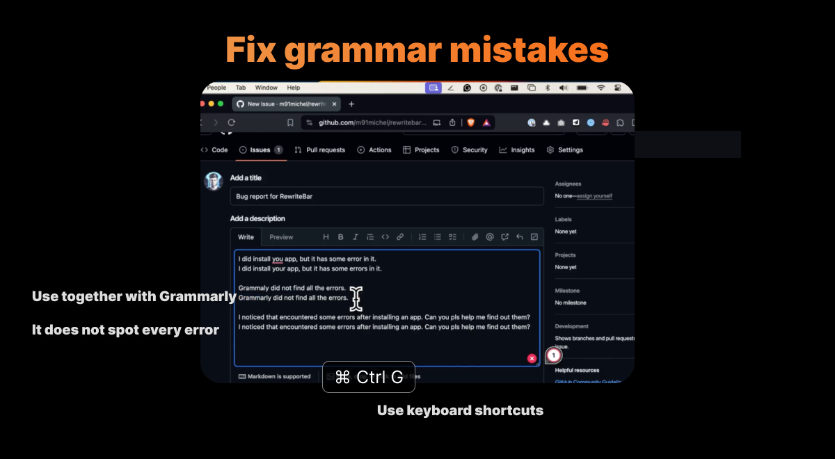 RewriteBar Correct grammar errors that even Grammarly did not find
