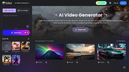 Fotor AI video generator screenshot