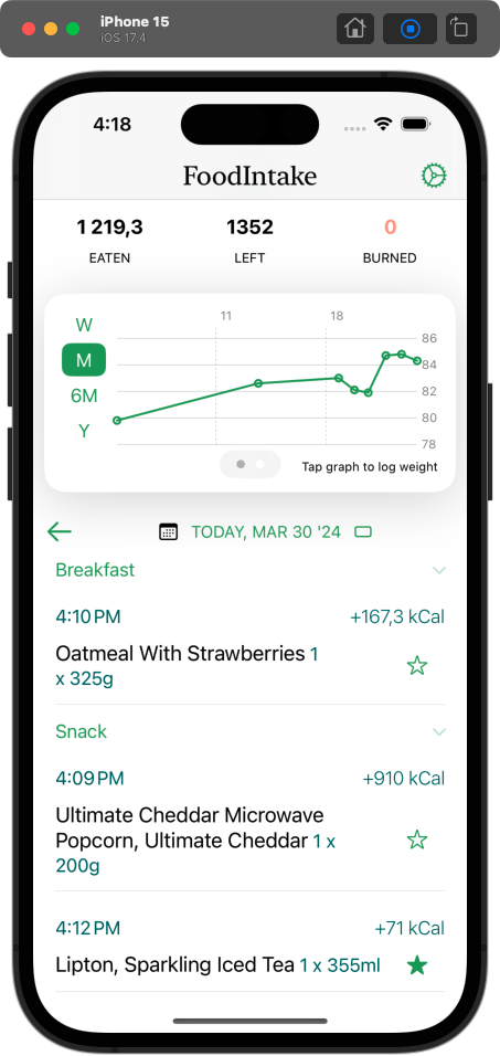 FoodIntake.Space Track your progress