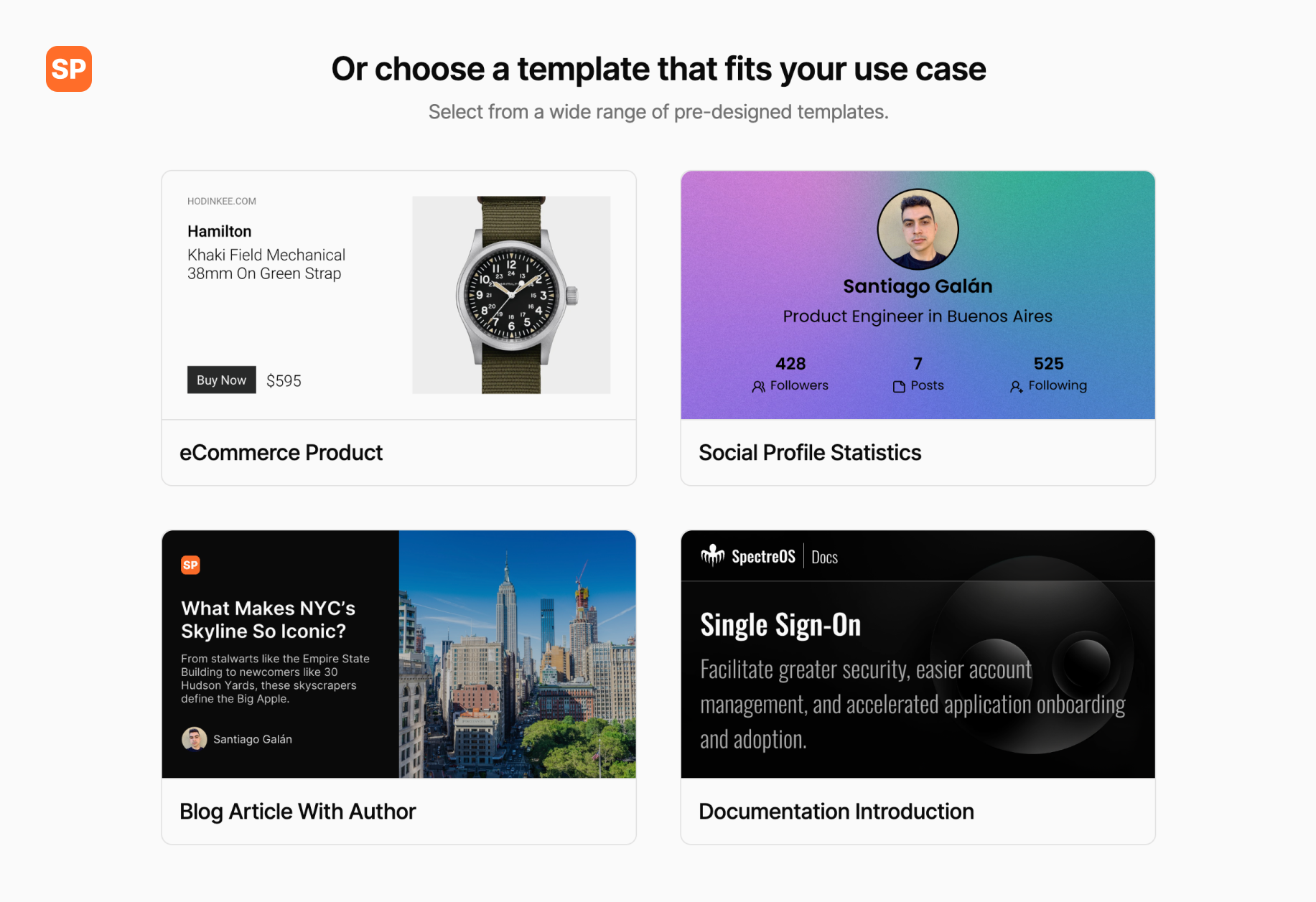 sharepreviews Choose a template that fits your use case