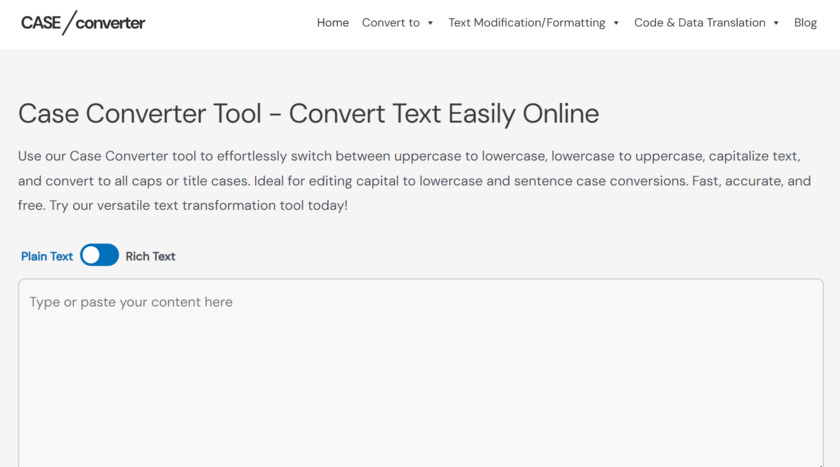 CaseConverter.Tools Landing Page